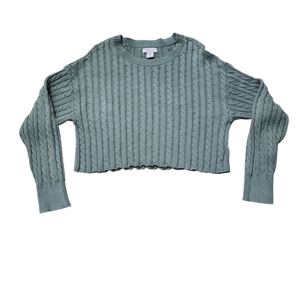 Sincerely Jules Womens Sage Green Cable‎ Knit Cropped Sweater XL